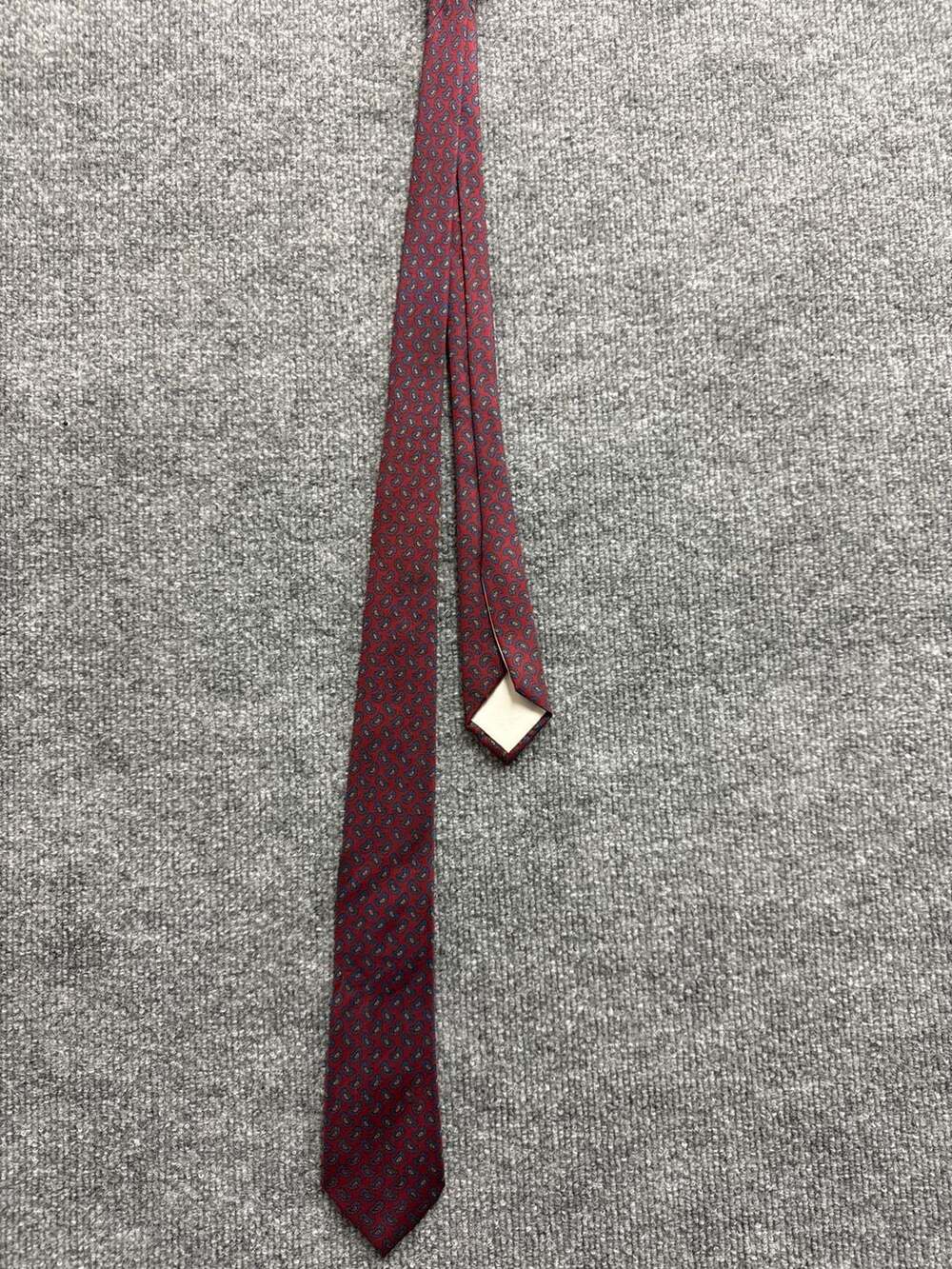 Vintage Perlis New Orleans Hand Blocked Silk Tie Red Paisley Made in England